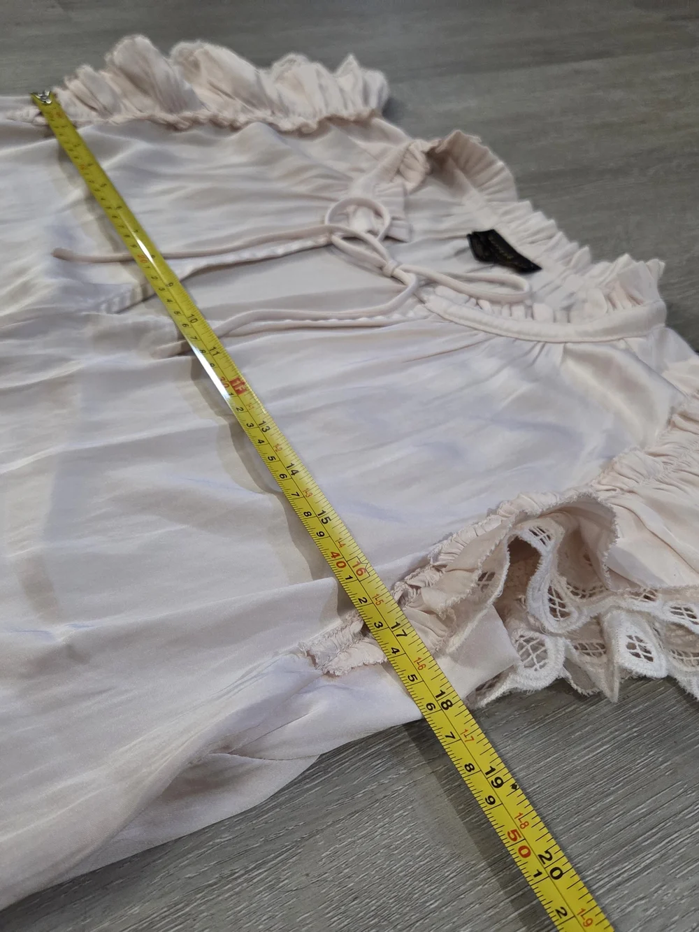 Current Air Satin Flutter Scallop Sleeve Blouse